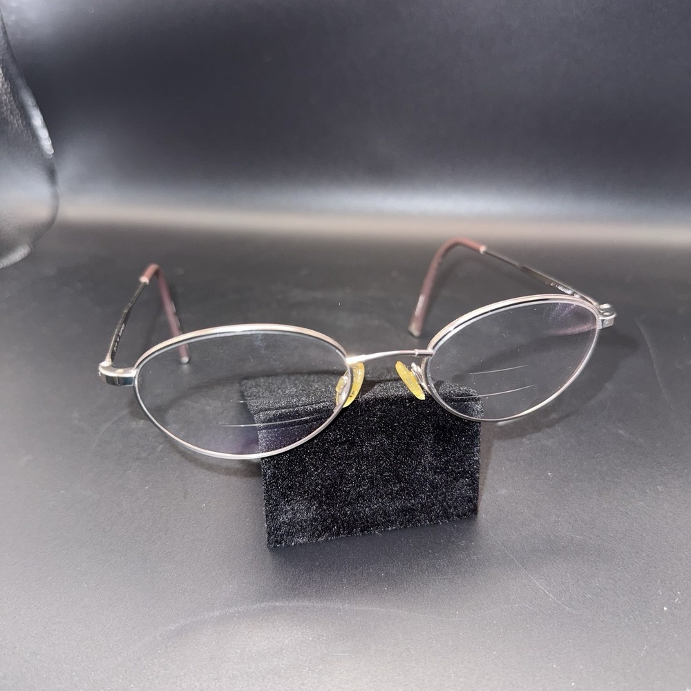 Vintage‎ Flexon Oval Eyeglass FRAMES ONLY Silver Rose Ornate Temples 50-18-140